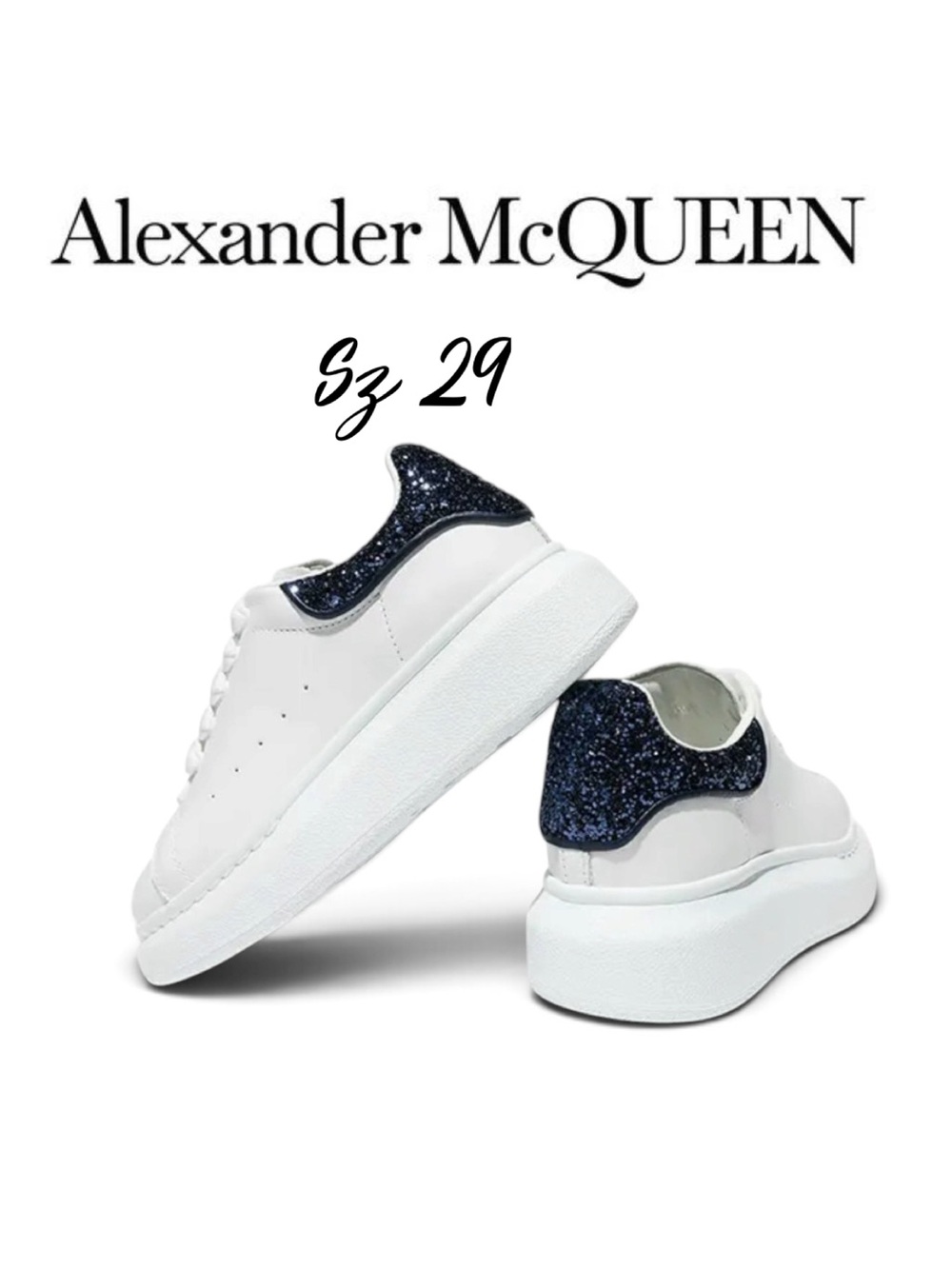 Authentic Alexander McQueen Toddler / Kids Low Top White Leather Sneakers EU 29